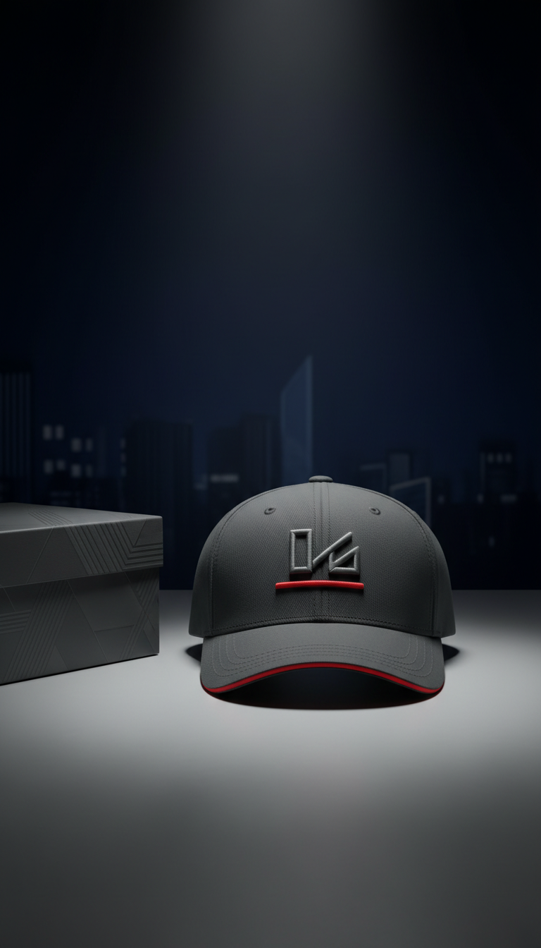 gorra urbana bordado gris acero y rojo